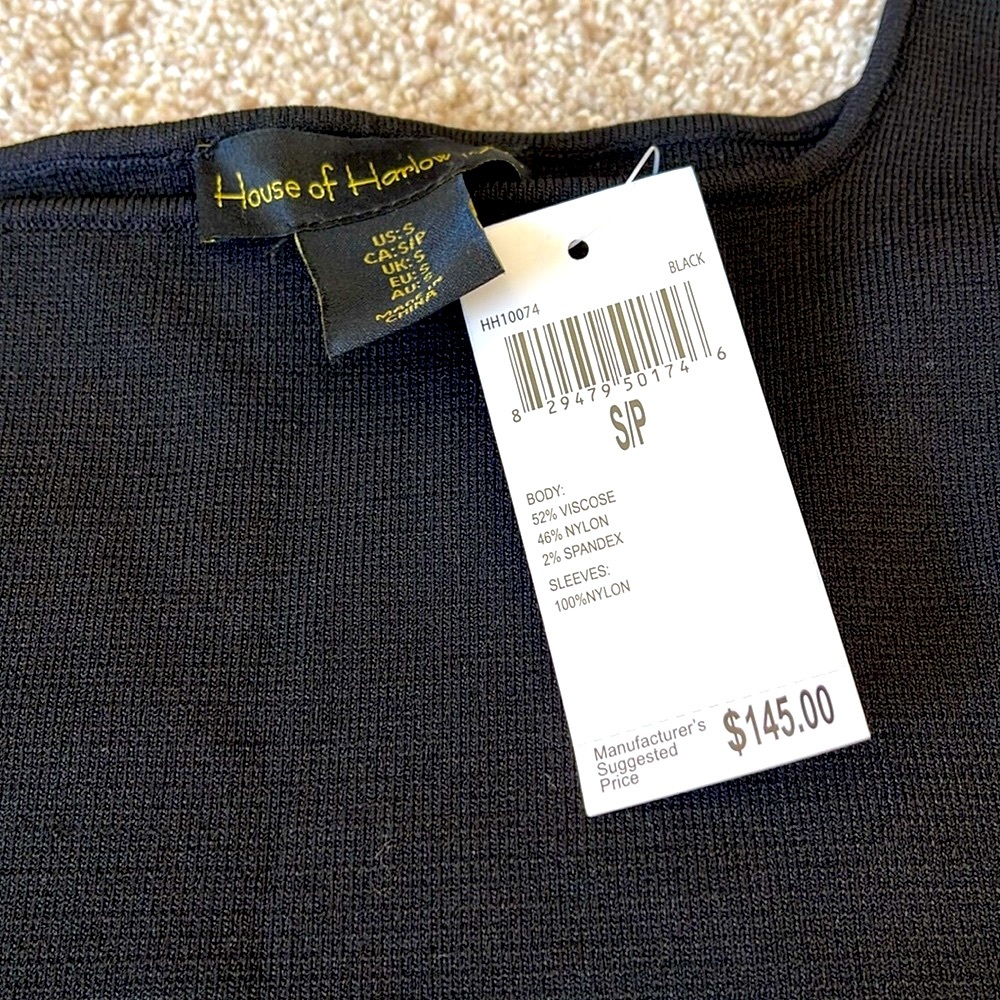 House of Harlow 1960 Square Neck Sheer Puff Sleeve Knit Top, Sz S - Picture 9 of 12